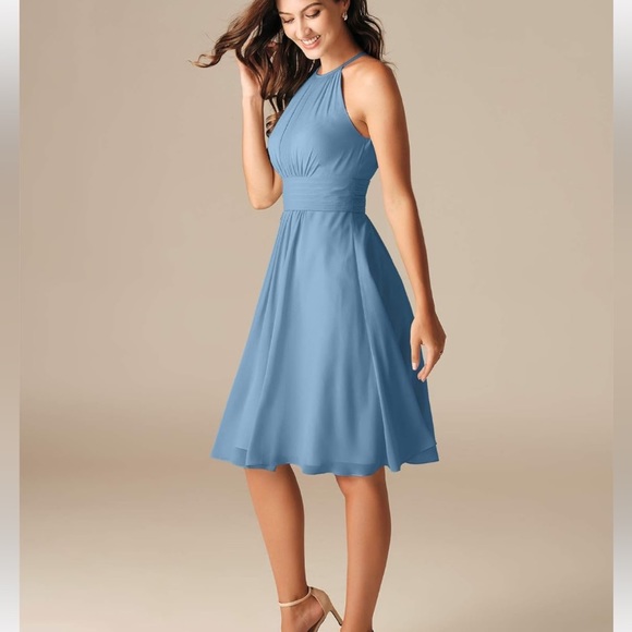 🎉 3 for $25 - NWT Dusty Blue Chiffon bridesmaid’s/wedding guest dress - Picture 2 of 5